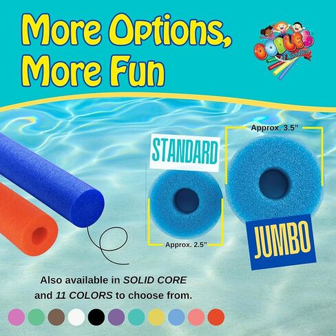 Oodles of Noodles Deluxe Rainbow Swimming Pool Noodles Foam- Pack of 25 - Approx. 48 inch x 2.5 inch Multi-Purpose Foam Tubes, Pool Floats for Water Fun, Exercise, Crafts, Padding, Insulation & More in Saudi Arabia