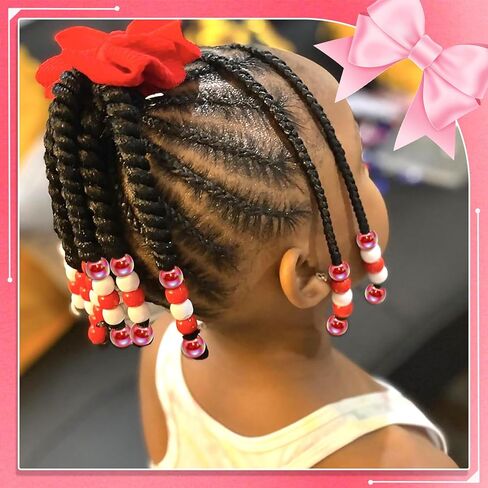 NAISKA 60Pcs Valentines Hair Beads for Kids Girls White Beads for Hair Cute Dreadlock Beads Colorful Clear Hair Beads for Braids Small Pony Beaded Hair Clips Valentine's Day Loc Beads Hair Jewelry in Saudi Arabia