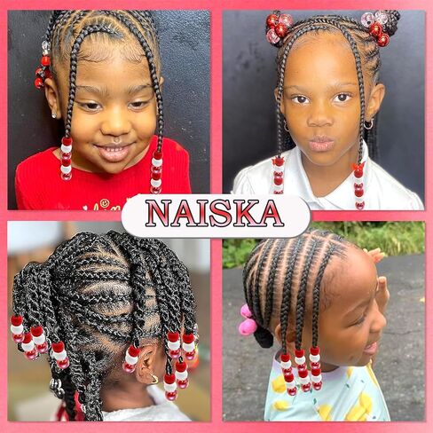 NAISKA 60Pcs Valentines Hair Beads for Kids Girls White Beads for Hair Cute Dreadlock Beads Colorful Clear Hair Beads for Braids Small Pony Beaded Hair Clips Valentine's Day Loc Beads Hair Jewelry in Saudi Arabia