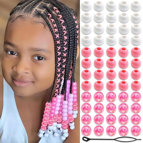 NAISKA 60Pcs Valentines Hair Beads for Kids Girls White Beads for Hair Cute Dreadlock Beads Colorful Clear Hair Beads for Braids Small Pony Beaded Hair Clips Valentine's Day Loc Beads Hair Jewelry in Saudi Arabia