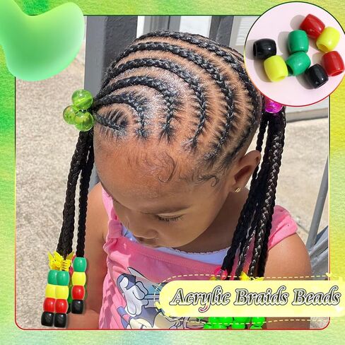48 قطعة خرز الشعر Loc Dreadlock مجوهرات 4 ألوان أنبوب الشعر حبة للضفائر الاكريليك المهر حبة اكسسوارات للأطفال الفتيات in Kuwait