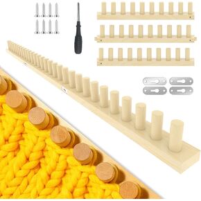 Binxalin 48" Wooden Chunky Blanket Loom, Adjustable Knitting Loom Kit for DIY Chunky Knit Throws, 48 Inch Size Options for Beginners in Saudi Arabia