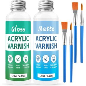 2 × 120 مل ورنيش طين جاف بالهواء لامع وغير لامع، يمنع تشقق الطين والخدوش والتآكل، له تأثير لامع، يستخدم للسيراميك، واللوحات الزيتية، ونحت الخشب، والحرف الطينية، مع فرش (لامع + غير لامع) in Kuwait