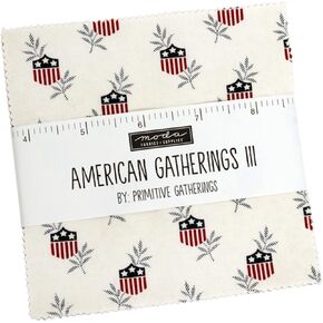 مجموعة سحر American Gatherings III من Primitive Gatherings، 42 مربعًا من القماش مسبق القطع مقاس 5 بوصات in Kuwait