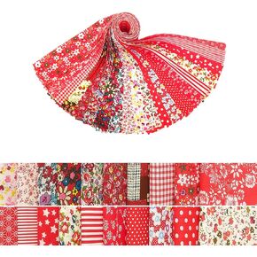 40 قطعة من شرائط نسيج جيلي رول لخياطة اللحف والحرفية والخياطة، حزم شرائط قطنية مقطوعة مسبقًا مقاس 2.65 × 20 بوصة، قماش جيلي رول زهور حمراء للبطانية والمفروشات وديكور المنزل في العطلات وصناعة المحفظة in Kuwait
