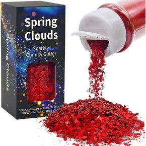 Holographic Chunky and Fine Glitter Mix,2 oz/56.7g Cosmetic Glitter for Body Face Hair Nail Eye Lip Makeup,Sparkly Bulk Craft Glitter for DIY Resin Art Crafts Party Festival (Red) in Saudi Arabia