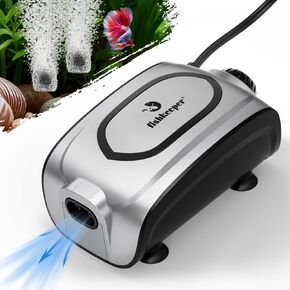 مضخة هواء لحوض السمك هادئة 3 وات/5 وات من Fishkeeper - مضخة هواء صغيرة وقوية بمنفذ مزدوج لخزان الأسماك، مضخة مهوية أكسجين قابلة للتعديل مع مجموعات فقاعات حجر الهواء لخزانات الأسماك 1-160 جالون (رمادي فضي، 2025 جديد) in Kuwait