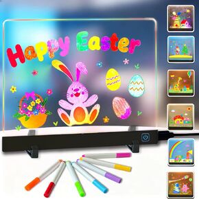 لوحة رسم مضيئة من Lumiboard لهدايا عيد الميلاد للأطفال، لوحات مسح جافة من الأكريليك مع ضوء، هدية رسم للفتيات المراهقات، مع 4 أوضاع و7 أقلام ألوان و6 صور نمطية in Kuwait