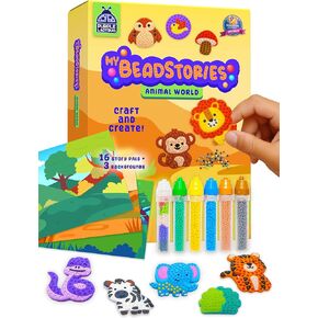 PURPLE LADYBUG My Beadstories Animal Bead Art Kit for Kids, Mosaic Craft Kit, Create 16 Story Pals with 10 Bead Colors, 6 Bead Pens and 3 Backgrounds, Creative Gift for Boys and Girls in Saudi Arabia