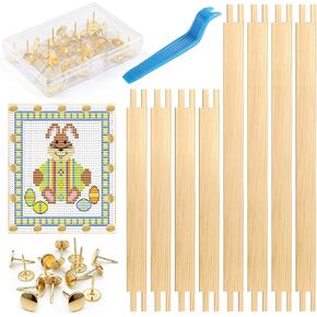 2 Sets Needlepoint Stretcher Bars for Needlework with 40 Tacks, 2 Sizes 8 Pcs Wooden Canvas Stretcher Bars Needlepoint Frame Set Art Supplies for Needlework Embroidery, Embroidery Enthusiasts's Gifts in Kuwait