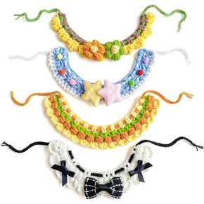 4PCS Cute Knitted Pet Collars – Adjustable, Soft & Comfortable, Suitable for Daily Wear for Kittens and Small Dogs in Kuwait