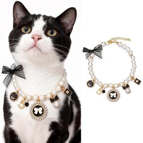 الأزياء القط الكلب اللؤلؤ مطرز قلادة طوق الحيوانات الأليفة مع القوس تاج قلادة النمط الاجتماعي التبعي للقطط جرو عيد ميلاد التصوير الفوتوغرافي (الوردي) in Kuwait