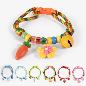 Adjustable Kitten Collar with Bell – Cute Beaded Puppy Collar for Small Puppy & Kitten, Girl Cat Dog Collars with Charm Pendant – M/L Size, Cute Polyester Pet Necklace in Saudi Arabia