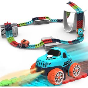 لعبة مسار السباق للأطفال الأولاد مع سيارة مضيئة LED، مسار سيارة سباق كهربائي مرن ببطارية قابلة للتغيير لعمر 3 4 5 6 7 8+ سنة للأولاد والبنات كهدية لحفلات عيد الميلاد (184 قطعة، سيارة واحدة) in Kuwait