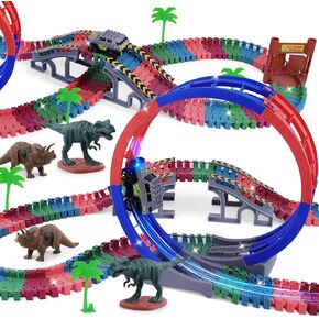 ألعاب سباق سيارات الديناصورات للأطفال من سن 3 إلى 5 سنوات، مجموعة مسارات مرنة DIY تتوهج في الظلام، ألعاب دينو مغامرة سباق الطريق للأطفال، هدية عيد ميلاد للأعمار من 3 إلى 9 سنوات للأولاد والبنات الصغار in Kuwait