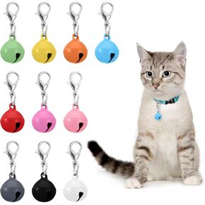 10 Pcs Pet Bells for Dog Collar, Metal Round Dog Bell Color Cat Bell Collar Charm Anti-Lost Training Loud Cat Bells with Clasp Pet Kitten Pendant Accessories for Pets Cats Dogs Collars Christmas Decor in Kuwait