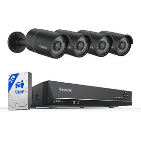 REOLINK 8CH 5MP Home Security Camera System, 4pcs Wired 5MP Outdoor PoE IP Cameras with Person Vehicle Detection, 4K 8CH NVR with 2TB HDD for 24-7 Recording, RLK8-410B4-5MP in Kuwait