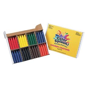 S&S Worldwide Color Splash! Chubby Crayons. Easy To Grip Chunky Crayons For Kids & Seniors, Divided Box For Sorting, 12 ea of 8 Bright Colors, 2-3/8"L x 7/16" diam. بدون أغلفة، غير سامة، عبوة من 96 قطعة. in Saudi Arabia