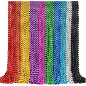 100 قطعة من خرز ماردي غرا الأحمر، قلادات من الخرز الأحمر لعيد الميلاد مقاس 33 بوصة قلادات معدنية مطرزة بالخرز قلادات للحفلات لعيد الحب وعيد الميلاد وحفلات الزفاف وأعياد الميلاد in Kuwait