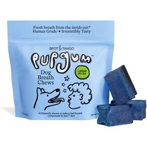 مضغ أسنان Spot & Tango PupGum للكلاب من أجل نفس منعش وأسنان نظيفة - تحكم مثبت في البلاك سريريًا - علاجات أسنان يومية من الدرجة البشرية ومطورة من قبل الطبيب البيطري للكلاب <15 رطل - 28 مضغ - صنع في الولايات المتحدة الأمريكية in Kuwait