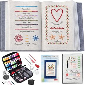 WSJAWH 2026 New Upgrade Embroidery Stitch Book Kit Sampler for Beginners, DIY All Scenario Embroidery Stitch Sampler Book Kit (1) in Saudi Arabia