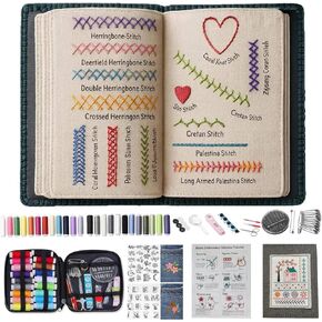 2026 Upgraded Embroidery Stitch Book & Complete Kit for Beginners | Includes 86 Tools,63 Water-Soluble Patterns & 106 Designs with Instructions | Portable Craft Set for Adults & DIY Lovers in Saudi Arabia