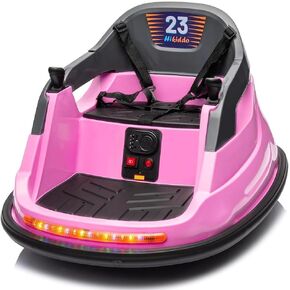 12V Kids Bumper Car, Electric Baby Bumper Car for Toddlers with Remote Control, 3 Speeds - Pink in Kuwait