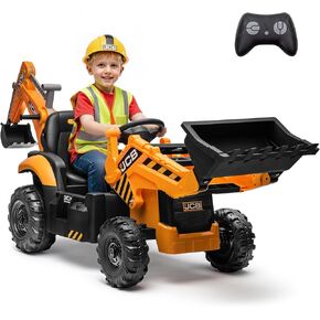 حفار JCB 24 فولت للأطفال، حفار حفار 3 في 1 مع محمل أمامي وذراع خلفي، جهاز تحكم عن بعد، تشغيل/إيقاف بطيء، سرعات قابلة للتعديل، لعبة مركبة بناء كهربائية للأعمار من 3 إلى 8 سنوات in Kuwait