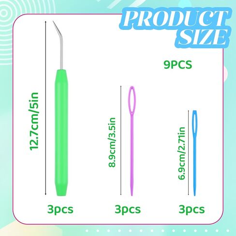 3 Pack Knitting Loom Hooks Pick Tool & Crochet Needle Hook with 2-Size's Large Eye Needle for Loom Hooks Tool Knit Picker in Kuwait