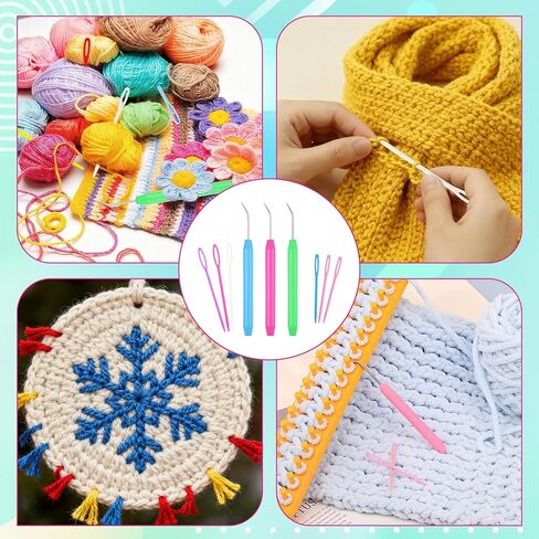 3 Pack Knitting Loom Hooks Pick Tool & Crochet Needle Hook with 2-Size's Large Eye Needle for Loom Hooks Tool Knit Picker in Kuwait