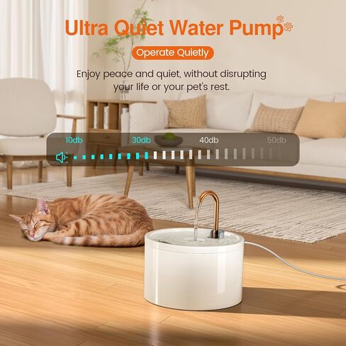 Ceramic Cat Water Fountain - 2.1L/71oz - All-Ceramic Body & Pure Copper Water Spout - Non-Toxic - Automatic Pet Drinking Fountain Indoor with Ultra-Quiet Pump, and 3Pcs Filter & Sponge (White) in Kuwait