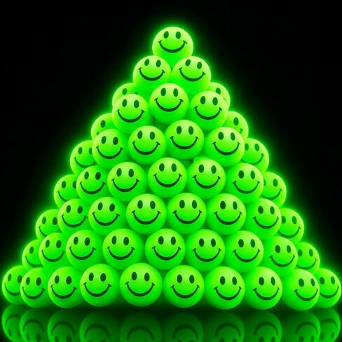 ArtCreativity Glow in the Dark Yellow Smiley Face Bouncing Balls - Bulk Pack of 36 - 1 Inch High Bounce Bouncy Balls for Kids, Glowing Party Favors and Goodie Bag Fillers for Boys and Girls in Saudi Arabia