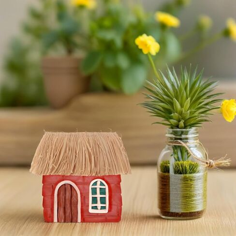 SEWACC 3PCS Miniature Artificial Thatch Roll - DIY Tiny Hay Roofs and Model Straw Bales Roofing for Micro Landscape and Architecture Models in Saudi Arabia