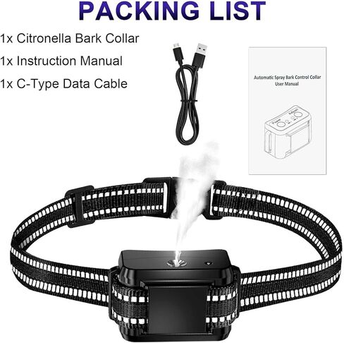 Citronella Bark Collar, Citronella Spray Dog Collar for Dogs Level 2 Sensitivity Adjustable Spray Collar, Safer Spray Training Dog Collar Suitable for All Types of Dogs in Saudi Arabia
