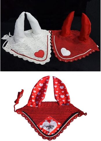 Valentine's Day Horse Ear Bonnet/Net/Hat/Hood/Mask Fly Veil (Full, RED) in Saudi Arabia