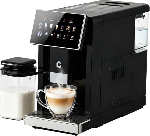 3rd-Gen Espresso Coffee Maker with Milk Frother - Removable Brewer & Grinder, Adjustable Coarseness/Flavor, 3-Level Coffee/Milk Volume, Detachable Milk Tank - Sleek Black Spray Paint for Home Baristas in Saudi Arabia