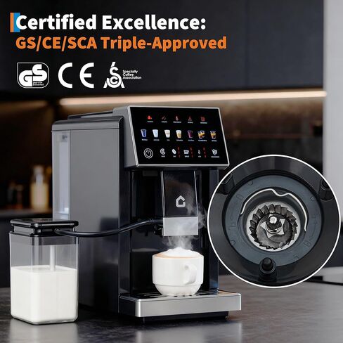 3rd-Gen Espresso Coffee Maker with Milk Frother - Removable Brewer & Grinder, Adjustable Coarseness/Flavor, 3-Level Coffee/Milk Volume, Detachable Milk Tank - Sleek Black Spray Paint for Home Baristas in Saudi Arabia