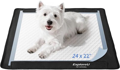 صينية حامل وسادة الجراء، أكسفورد عالي الكثافة يمنع التسربات، صينية وسادة تبول للكلاب، حامل وسادة تبول مطوية غير قابلة للانزلاق لمنصات تدريب الكلاب مع أقفال مغناطيسية قوية (M: 24 بوصة × 22 بوصة) in Kuwait