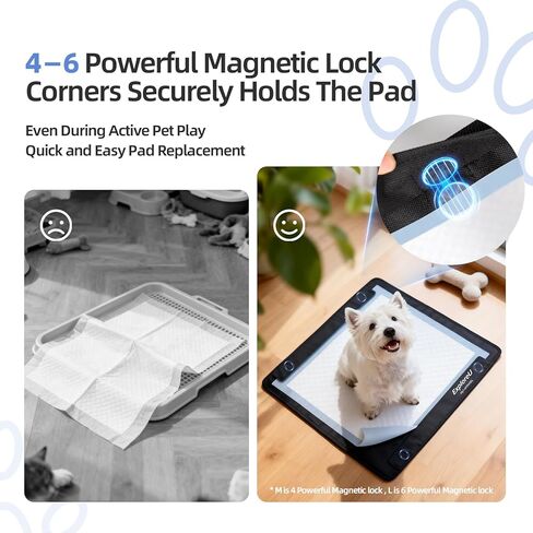 صينية حامل وسادة الجراء، أكسفورد عالي الكثافة يمنع التسربات، صينية وسادة تبول للكلاب، حامل وسادة تبول مطوية غير قابلة للانزلاق لمنصات تدريب الكلاب مع أقفال مغناطيسية قوية (M: 24 بوصة × 22 بوصة) in Kuwait