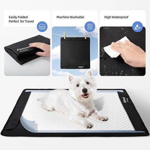 صينية حامل وسادة الجراء، أكسفورد عالي الكثافة يمنع التسربات، صينية وسادة تبول للكلاب، حامل وسادة تبول مطوية غير قابلة للانزلاق لمنصات تدريب الكلاب مع أقفال مغناطيسية قوية (M: 24 بوصة × 22 بوصة) in Kuwait
