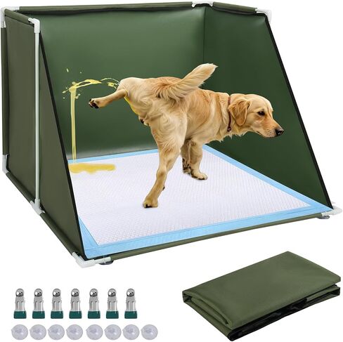 حامل وسادة تبول للكلاب مقاس 24 × 24 × 17.7 مع جدران عالية، صندوق فضلات جرو مقاوم للماء، قعادة كلب داخلية قابلة للطي، مرحاض للحيوانات الأليفة مانع للتسرب للجرو الصغير/المتوسط، سهل التنظيف، أخضر عسكري in Kuwait