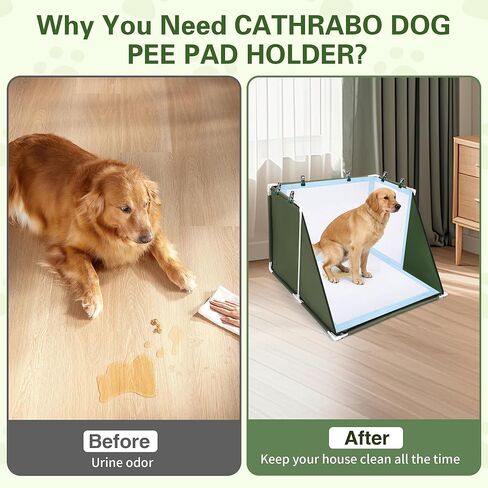 حامل وسادة تبول للكلاب مقاس 24 × 24 × 17.7 مع جدران عالية، صندوق فضلات جرو مقاوم للماء، قعادة كلب داخلية قابلة للطي، مرحاض للحيوانات الأليفة مانع للتسرب للجرو الصغير/المتوسط، سهل التنظيف، أخضر عسكري in Kuwait
