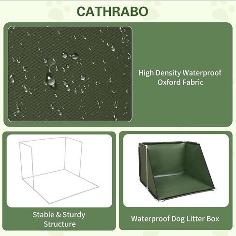 حامل وسادة تبول للكلاب مقاس 24 × 24 × 17.7 مع جدران عالية، صندوق فضلات جرو مقاوم للماء، قعادة كلب داخلية قابلة للطي، مرحاض للحيوانات الأليفة مانع للتسرب للجرو الصغير/المتوسط، سهل التنظيف، أخضر عسكري in Kuwait