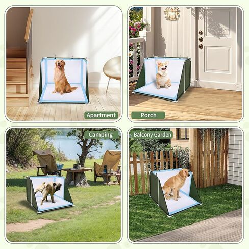 حامل وسادة تبول للكلاب مقاس 24 × 24 × 17.7 مع جدران عالية، صندوق فضلات جرو مقاوم للماء، قعادة كلب داخلية قابلة للطي، مرحاض للحيوانات الأليفة مانع للتسرب للجرو الصغير/المتوسط، سهل التنظيف، أخضر عسكري in Kuwait