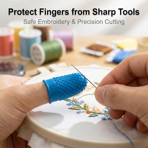 20 Pcs Silicone Thimbles for Hand Sewing, Finger Grips for Sorting Paper, Embroidery Finger Protector Reusable 5 Sizes Colors Rubber Thumbs for Sorting Mail, Quilting, Knitting and Crafts in Saudi Arabia