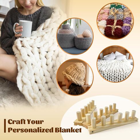 39" Chunky Knitting Blanket Loom - Adjustable Length & Portable Wooden Weaving Loom, for Making Large Blankets and Scarves in Saudi Arabia
