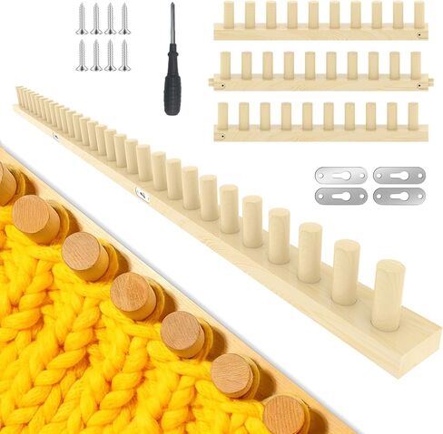 Binxalin 48" Wooden Chunky Blanket Loom, Adjustable Knitting Loom Kit for DIY Chunky Knit Throws, 48 Inch Size Options for Beginners in Saudi Arabia