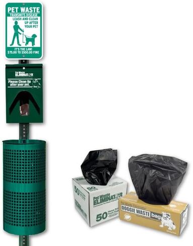Pet Waste Station Kit with 12in x 18in Aluminum Sign - Rustproof Aluminum - FREE 200 Roll Bags & 50 Can Liners ($70-$500 Sign) in Saudi Arabia