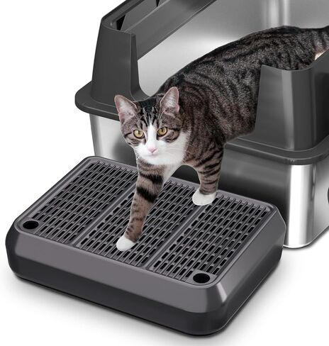 Cat Litter Box Mat Step/Ramp - Large 16"x11" Anti-Tracking Cat Litter Catcher Mat Double Layer Washable Kitty Trapping Tary Easy Clean, Also for Kitten & Elderly Cats Ramp in Saudi Arabia