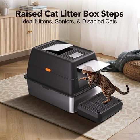 Cat Litter Box Mat Step/Ramp - Large 16"x11" Anti-Tracking Cat Litter Catcher Mat Double Layer Washable Kitty Trapping Tary Easy Clean, Also for Kitten & Elderly Cats Ramp in Saudi Arabia